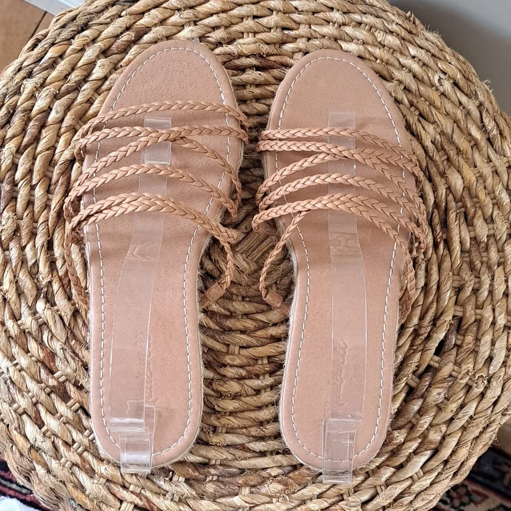 NWOT Madewell Womens Kathryn Slip On Espadrille Sandals‎ Tan Leather Size 9.5